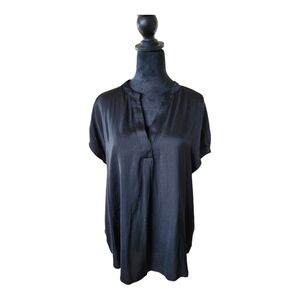RACHEL Roy Black V Neck Short Sleeve Blouse Sz L